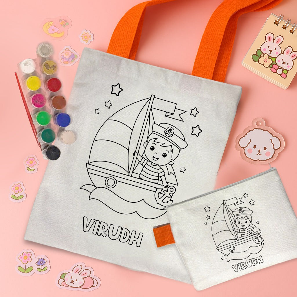 Kids Tote Bag & Pouch Coloring Combo Diy combo