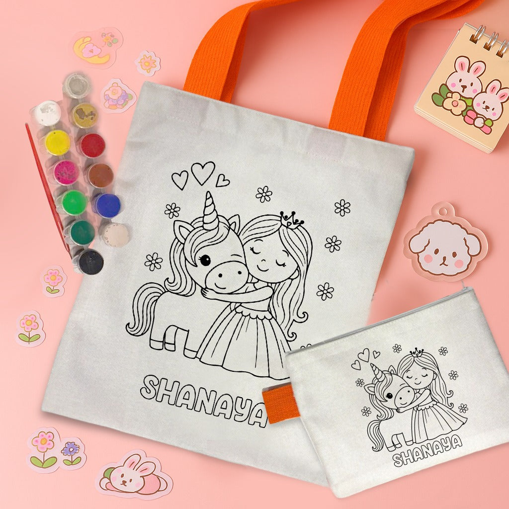 Kids Tote Bag & Pouch Coloring Combo Diy combo