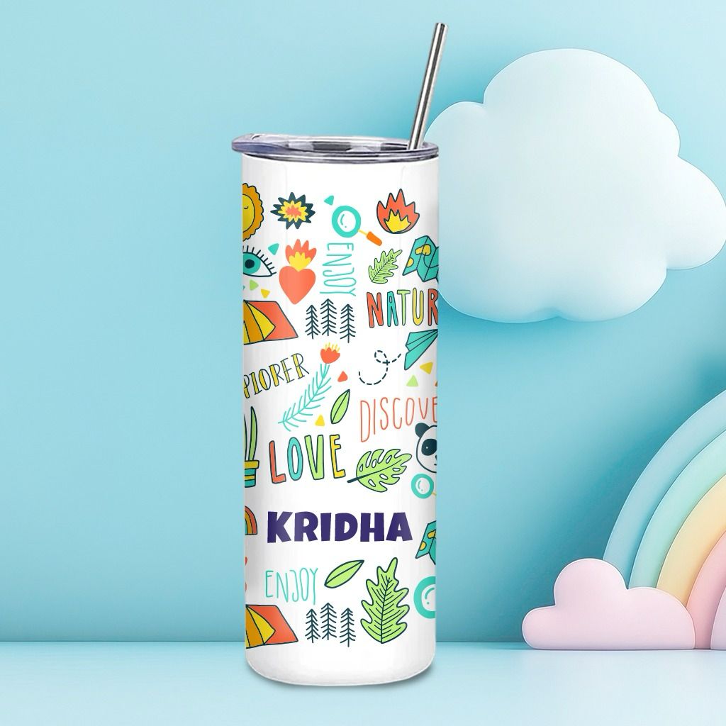 Personalised special Stainless Steel Skinny Tumbler with steel Straw