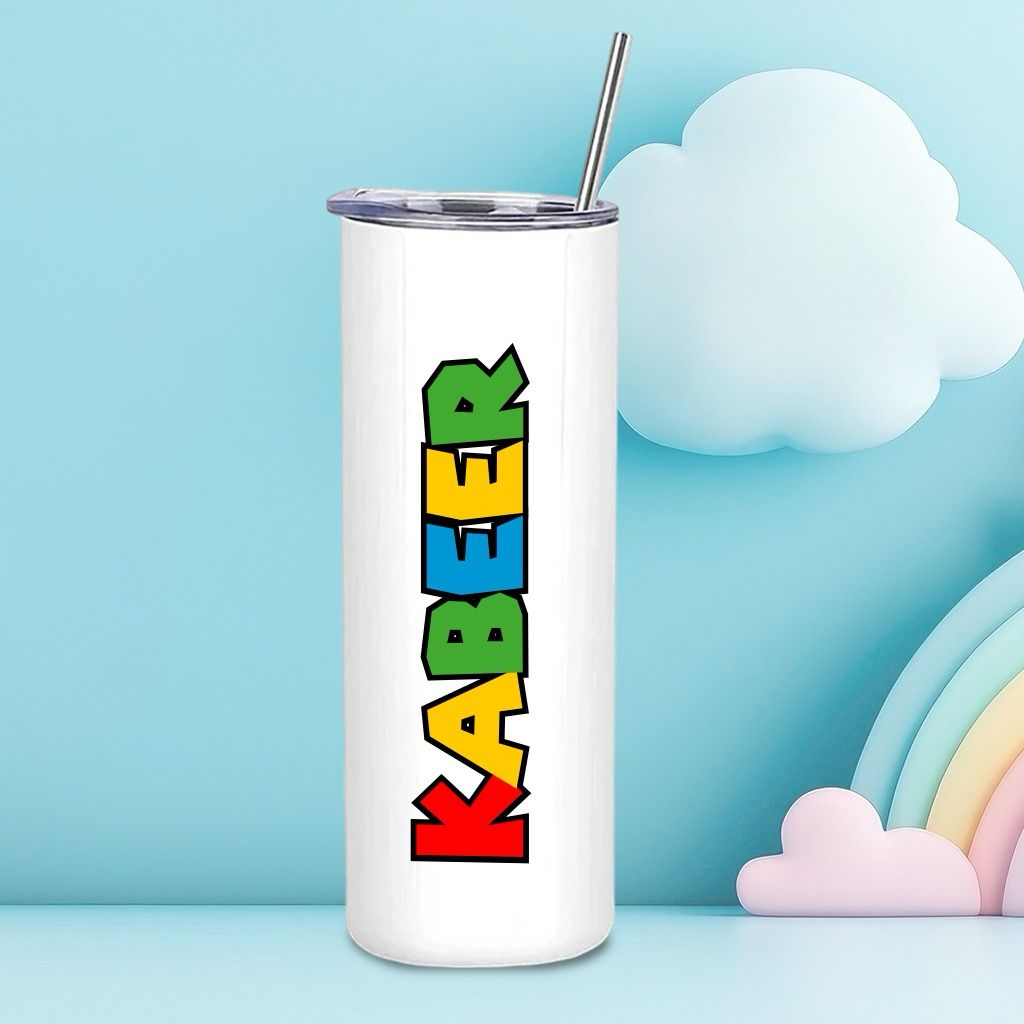 Personalised special Stainless Steel Skinny Tumbler with steel Straw