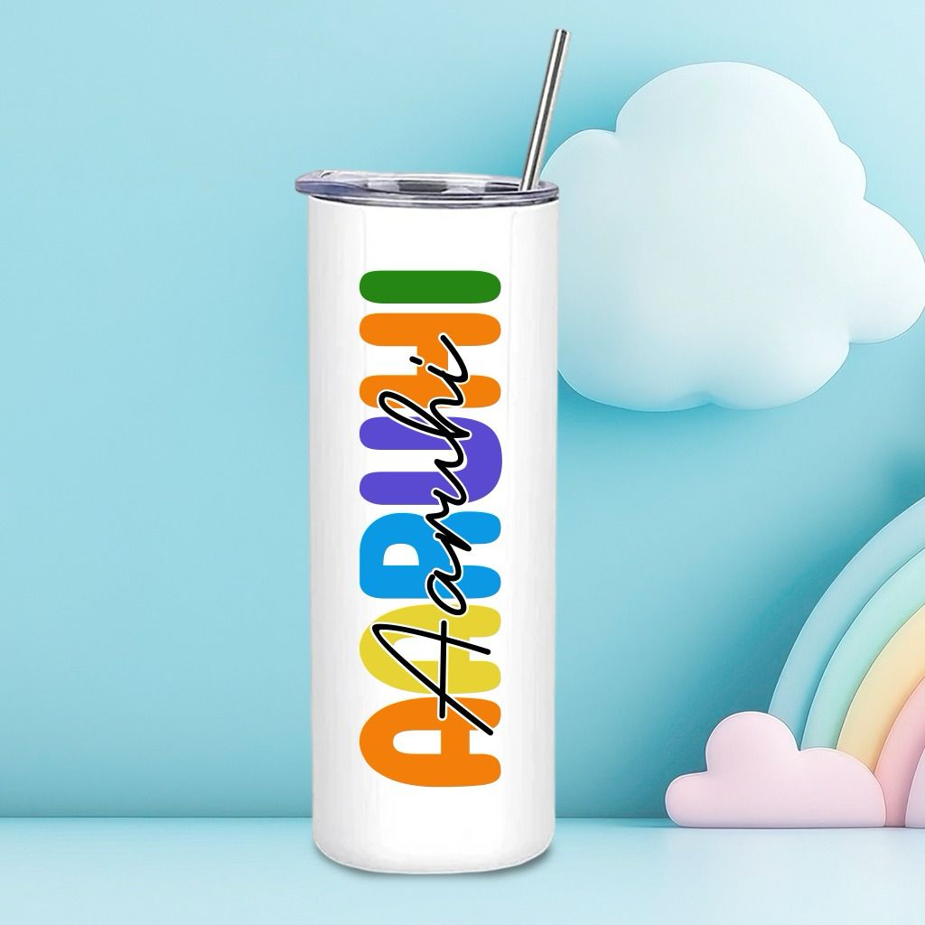 Personalised special Stainless Steel Skinny Tumbler with steel Straw