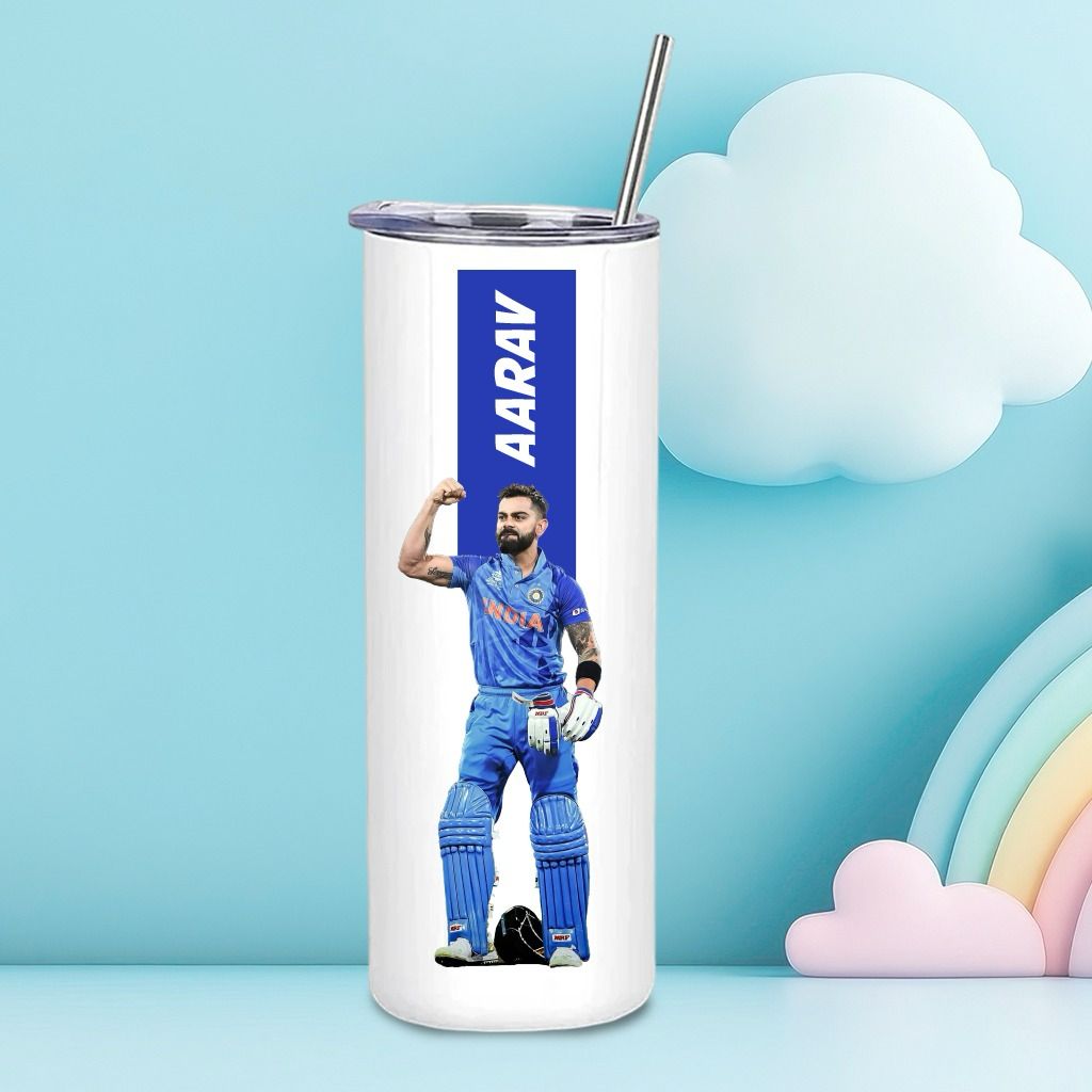 Personalised special Stainless Steel Skinny Tumbler with steel Straw