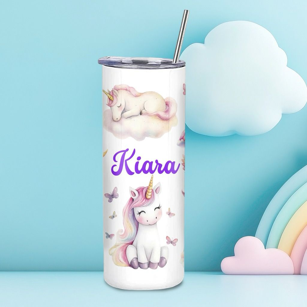 Personalised special Stainless Steel Skinny Tumbler with steel Straw