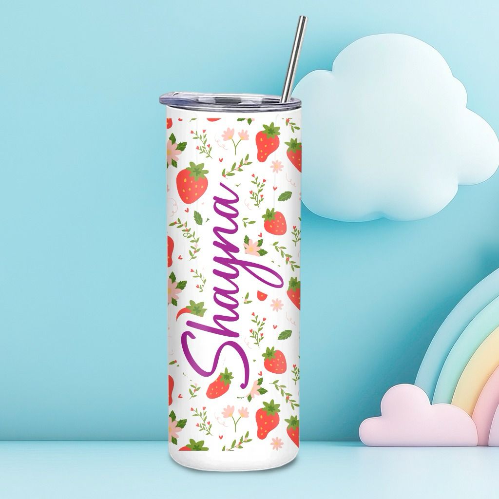 Personalised special Stainless Steel Skinny Tumbler with steel Straw