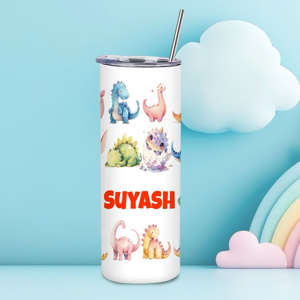 Personalised special Stainless Steel Skinny Tumbler with steel Straw