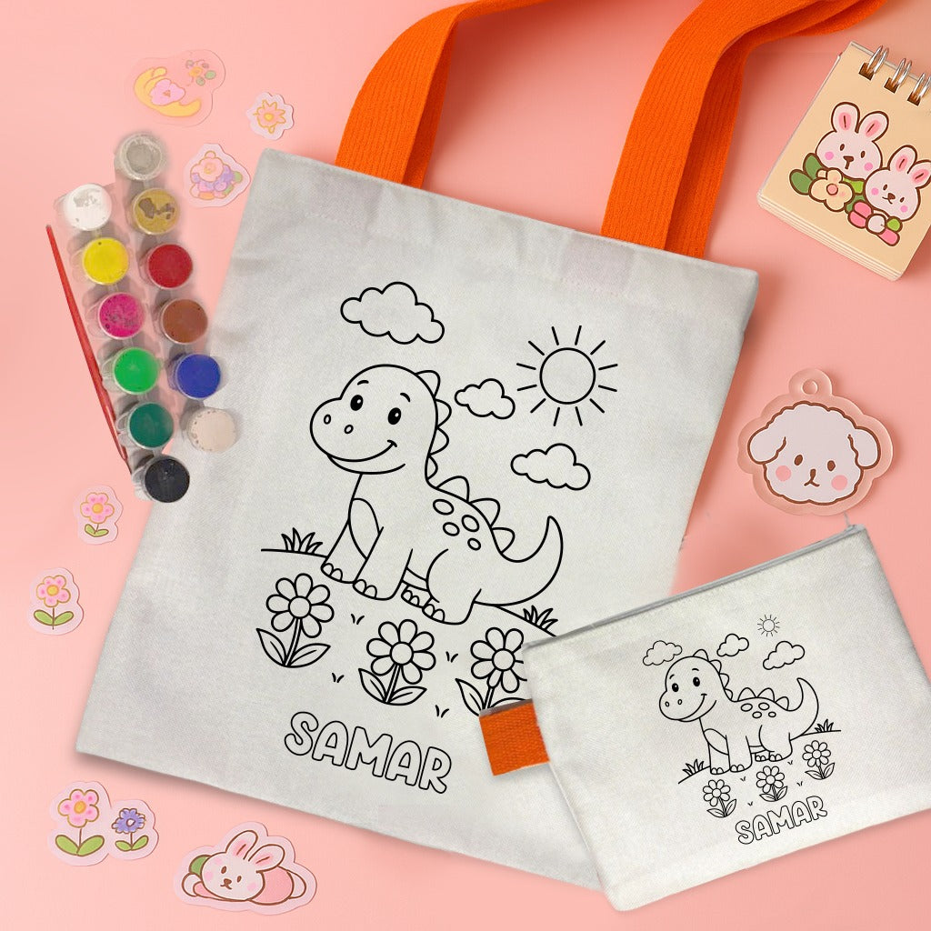 Kids Tote Bag & Pouch Coloring Combo Diy combo