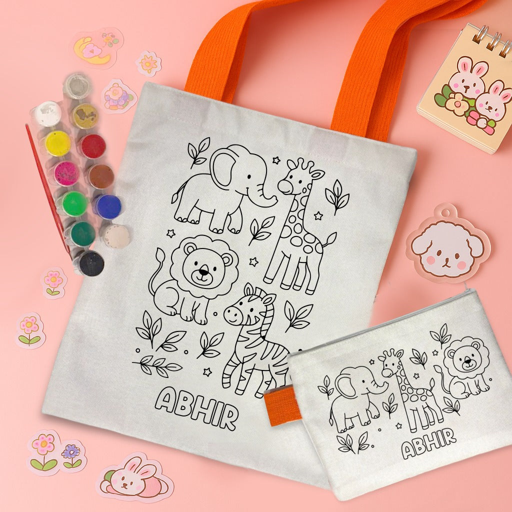 Kids Tote Bag & Pouch Coloring Combo Diy combo