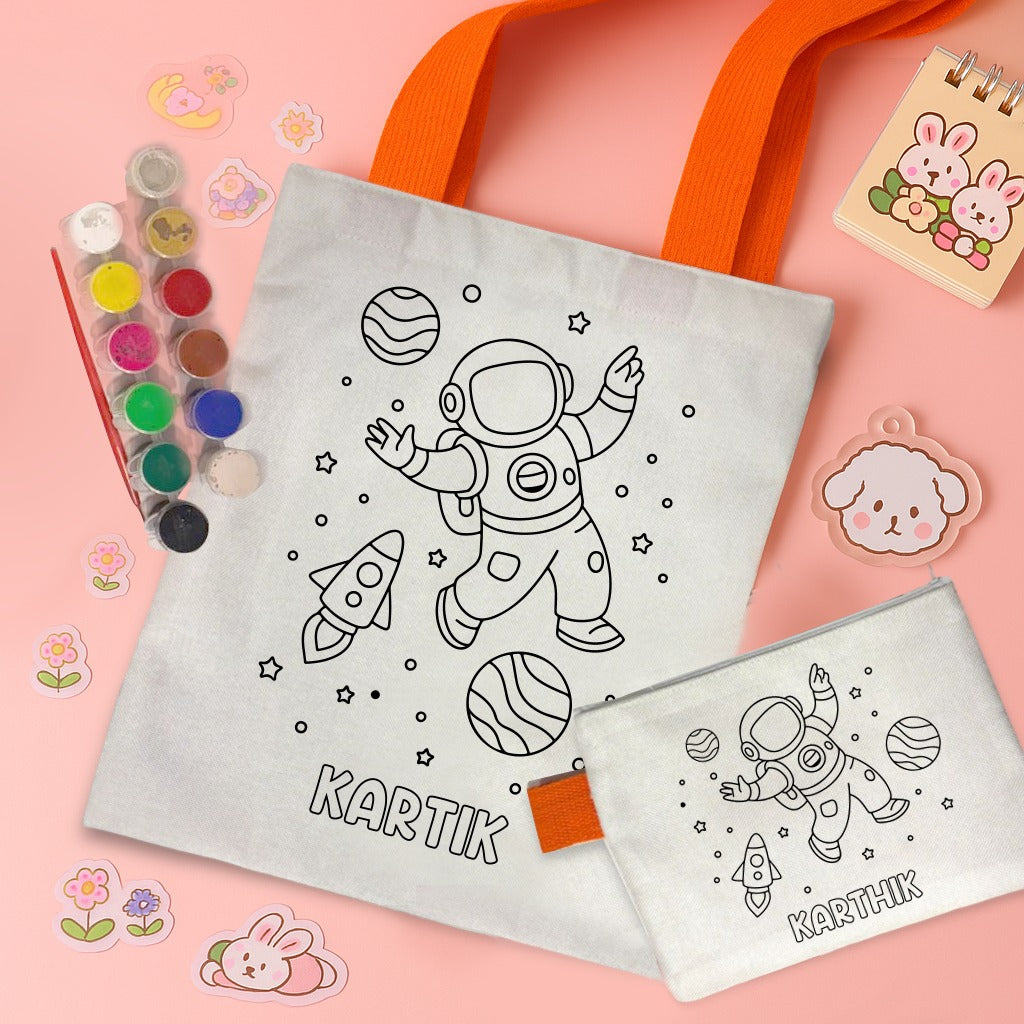 Kids Tote Bag & Pouch Coloring Combo Diy combo