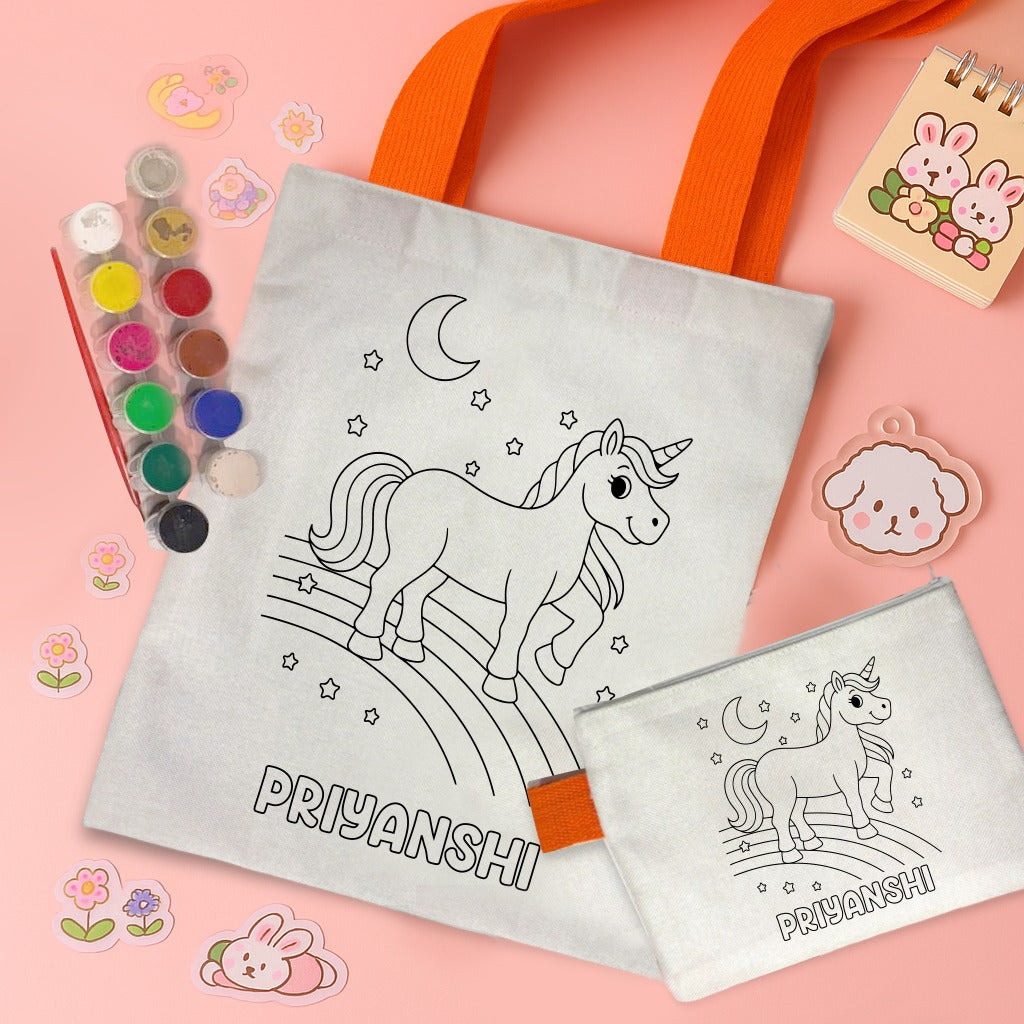 Kids Tote Bag & Pouch Coloring Combo Diy combo