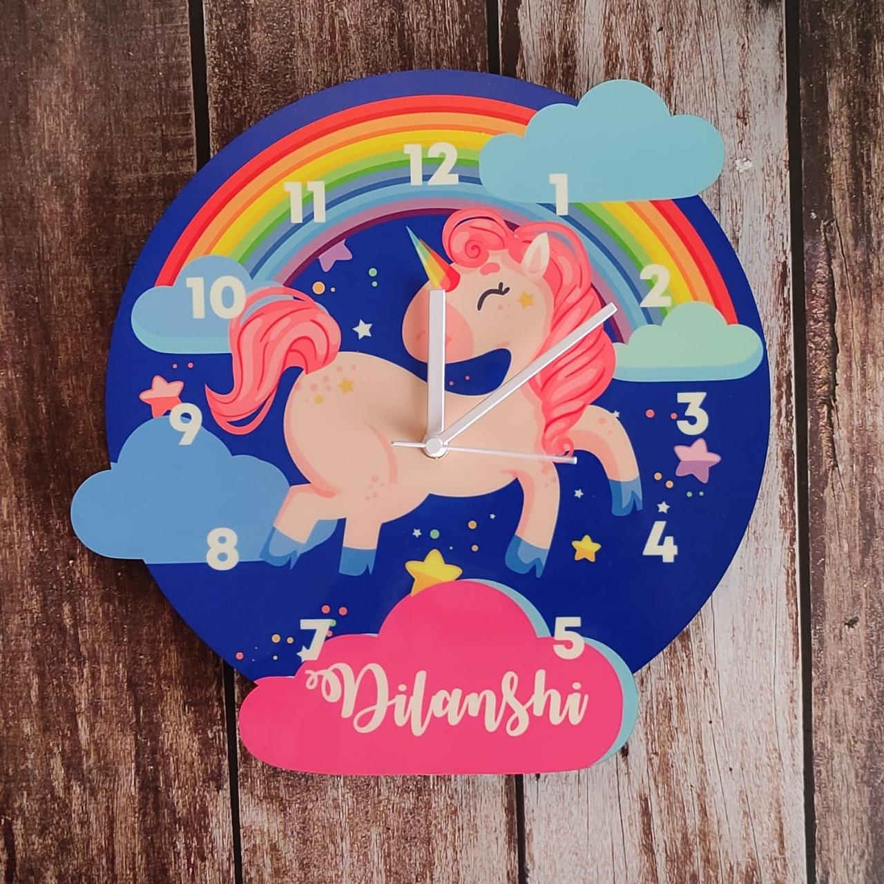 Unicorn personalised Clock