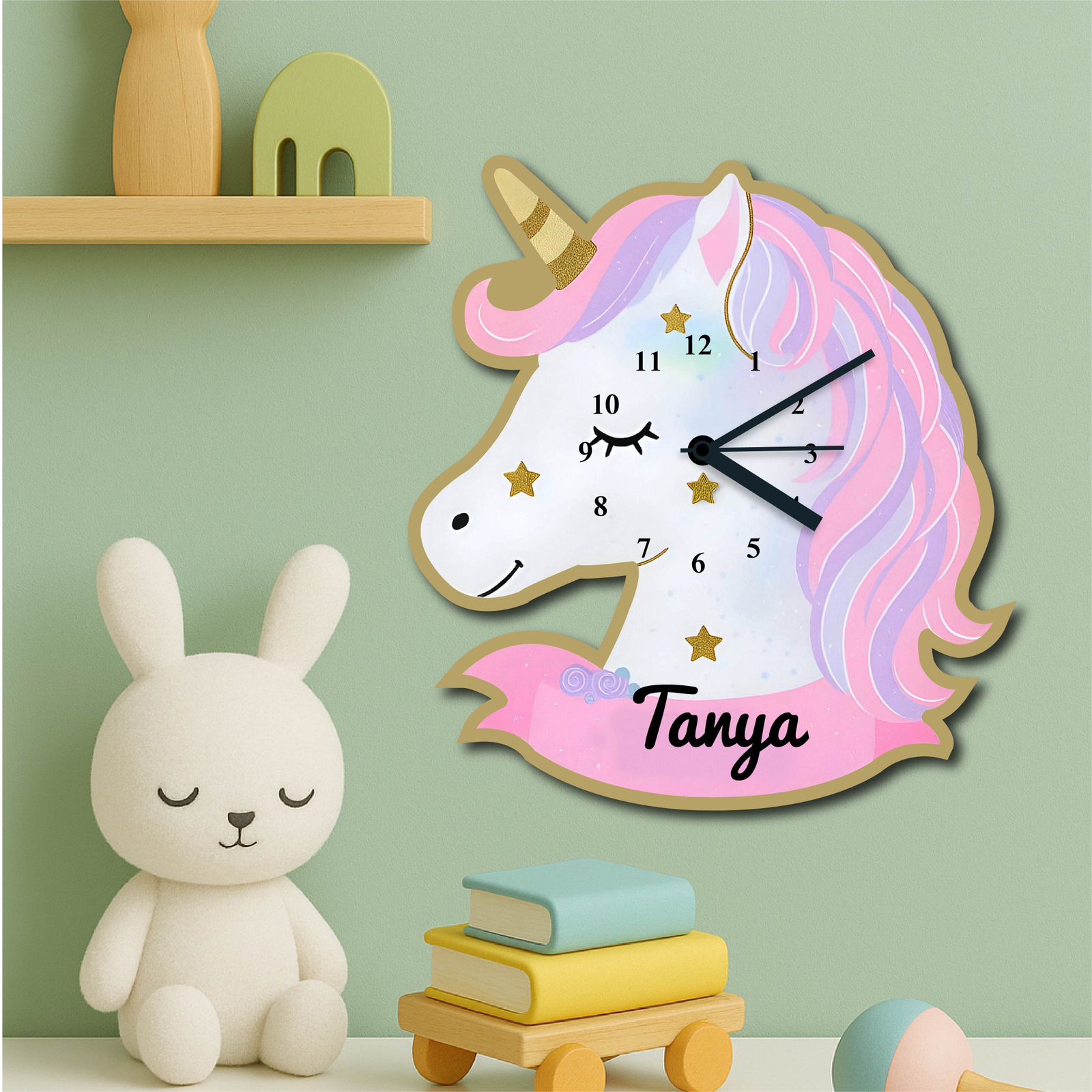 Unicorn personalised Clock