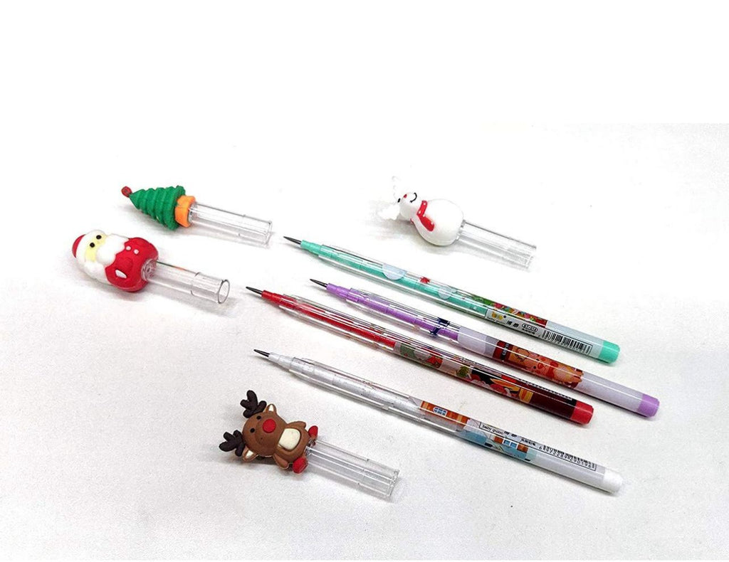 Christmas Design Silicone Topper Pencils (Pack of 4) (Random Design)