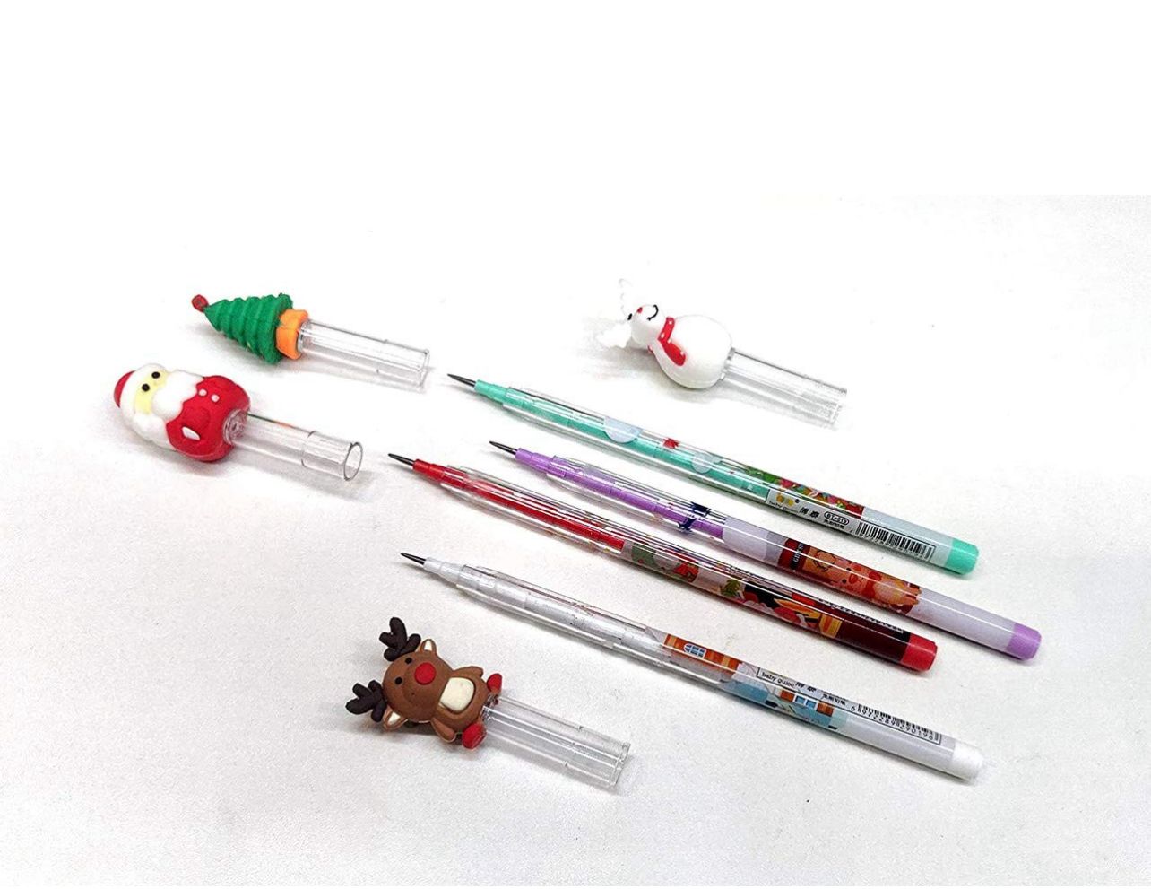 Christmas Design Silicone Topper Pencils (Pack of 4) (Random Design)